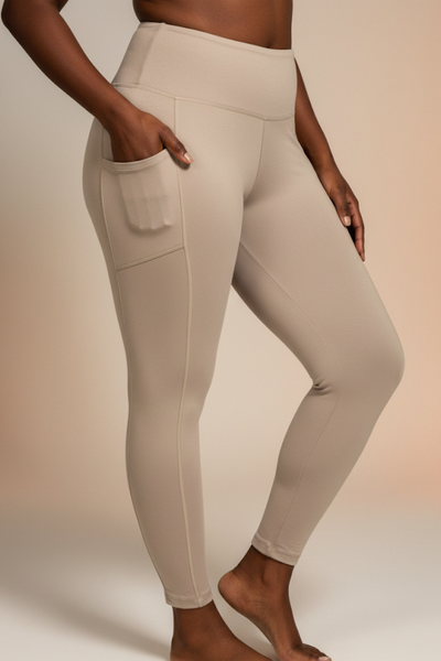 Plus Size Ash Mocha Microfiber Pocket Leggings – Buttery Soft High