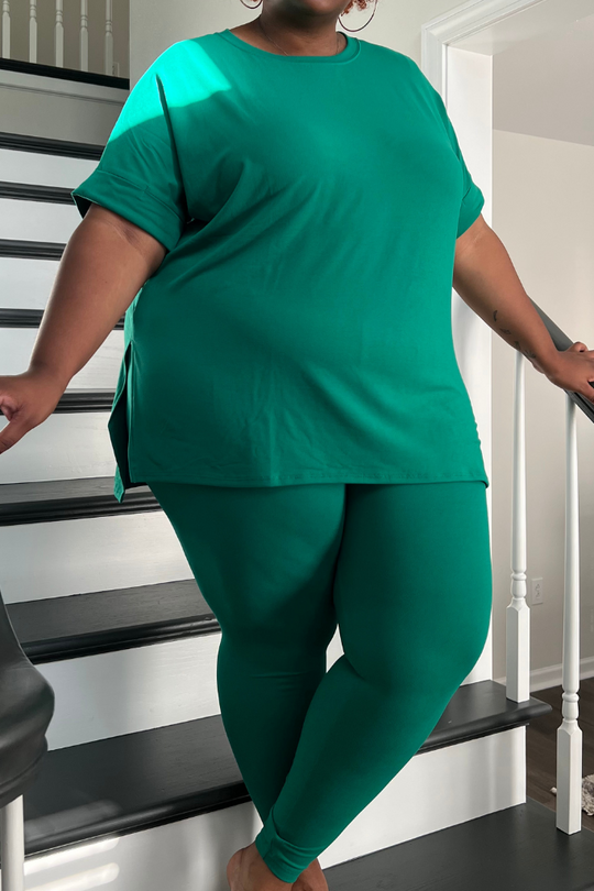 [PLUS] Brushed Microfiber Legging Set | Forest Green [Ships by 12/6]