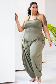  Harem Pants & Halter Top Set | Olive