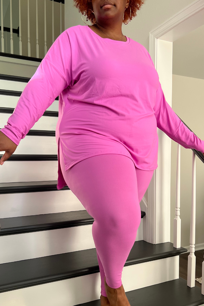 [PLUS] Long Sleeve Microfiber Legging Set | Bright Mauve