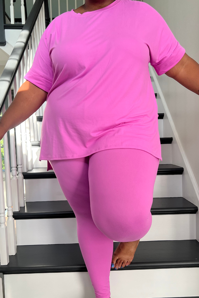 [PLUS] Brushed Microfiber Legging Set | Bright Mauve