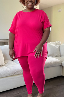  [PLUS] Brushed Microfiber Legging Set | Viva Magenta