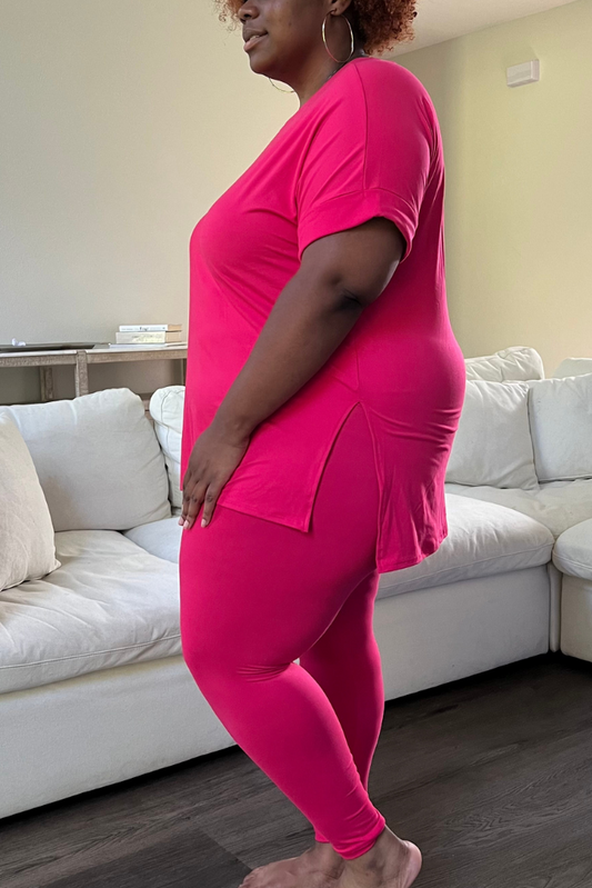 [PLUS] Brushed Microfiber Legging Set | Viva Magenta