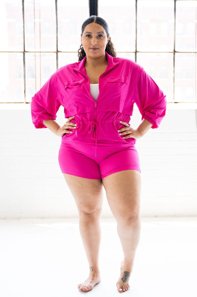 Sporty Chic Jacket & Shorts Set | Pink