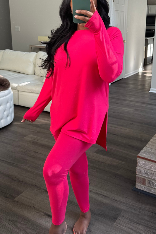 Long Sleeve Microfiber Legging Set | Viva Magenta [Estimated Ship Date 10/9]