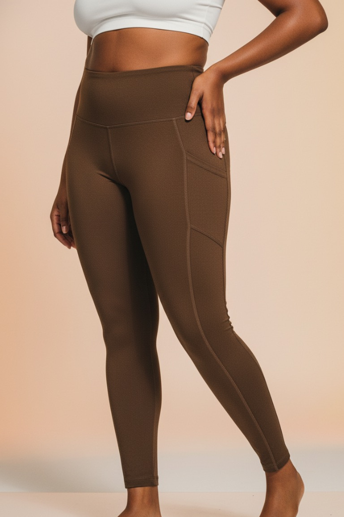 Microfiber Pocket Leggings - Brown
