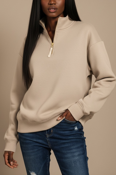 Fleece Half Zip Sweatshirt - Ash Mocha – Brazen Boutique