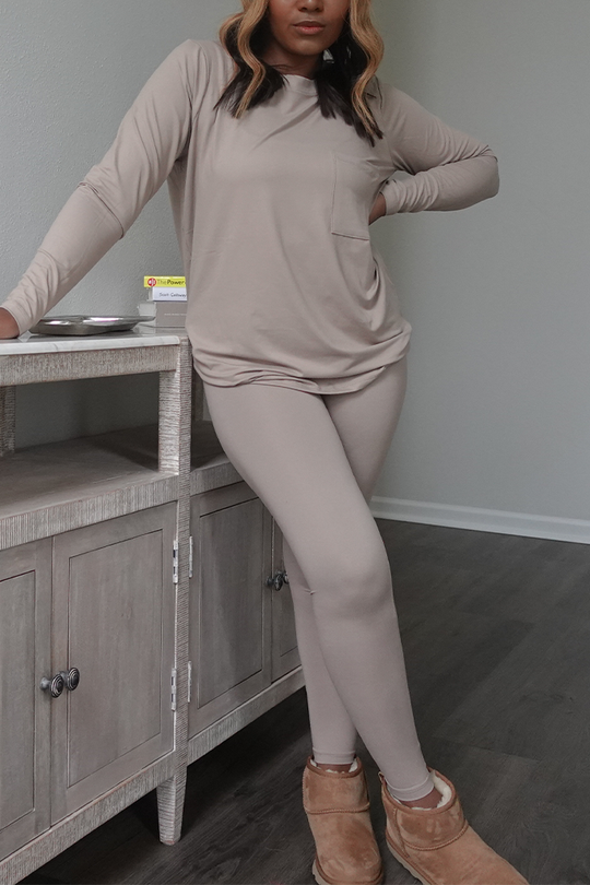 Pocket Tee Long Sleeve Legging Set (6 Colors )