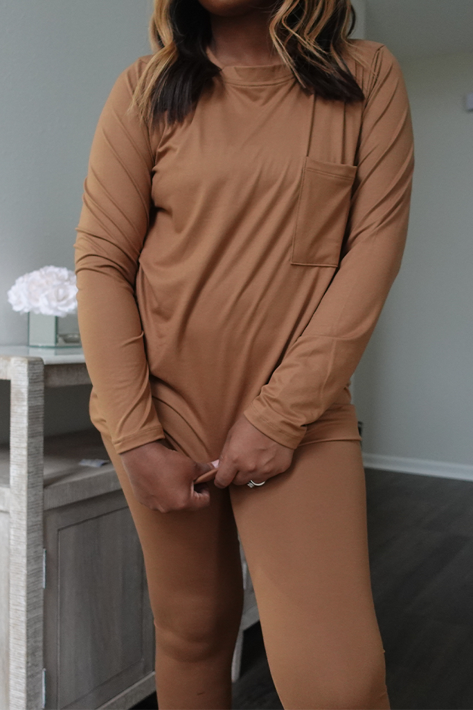 Pocket Tee Long Sleeve Legging Set (6 Colors )