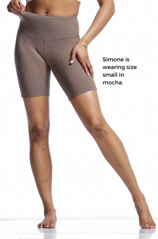 Brushed Microfiber Wide Waistband Biker Shorts