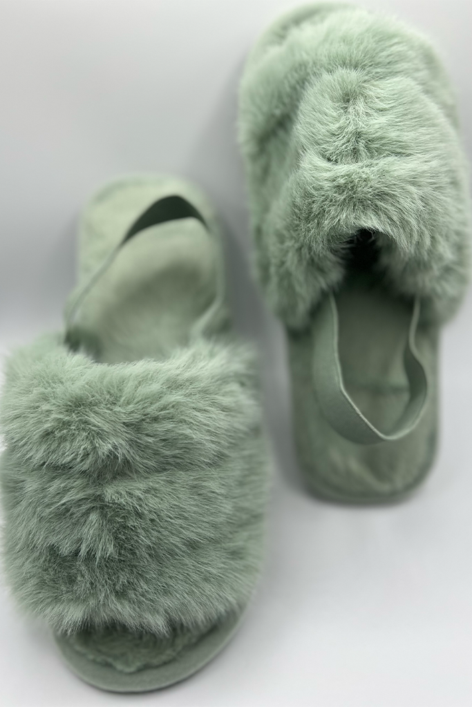 Slingback fur slippers hotsell